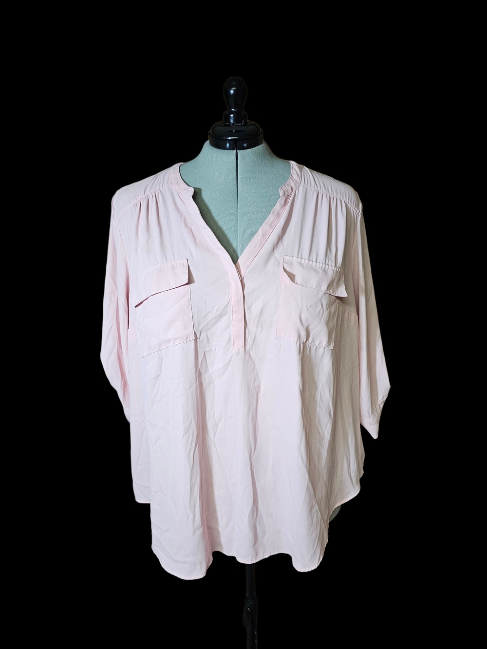 torrid Light Pink V-Neck Harper Pocket Blouse